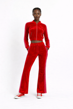 Red Velour Two-Piece Set Track Set
