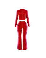 Red Velour Two-Piece Set Track Set